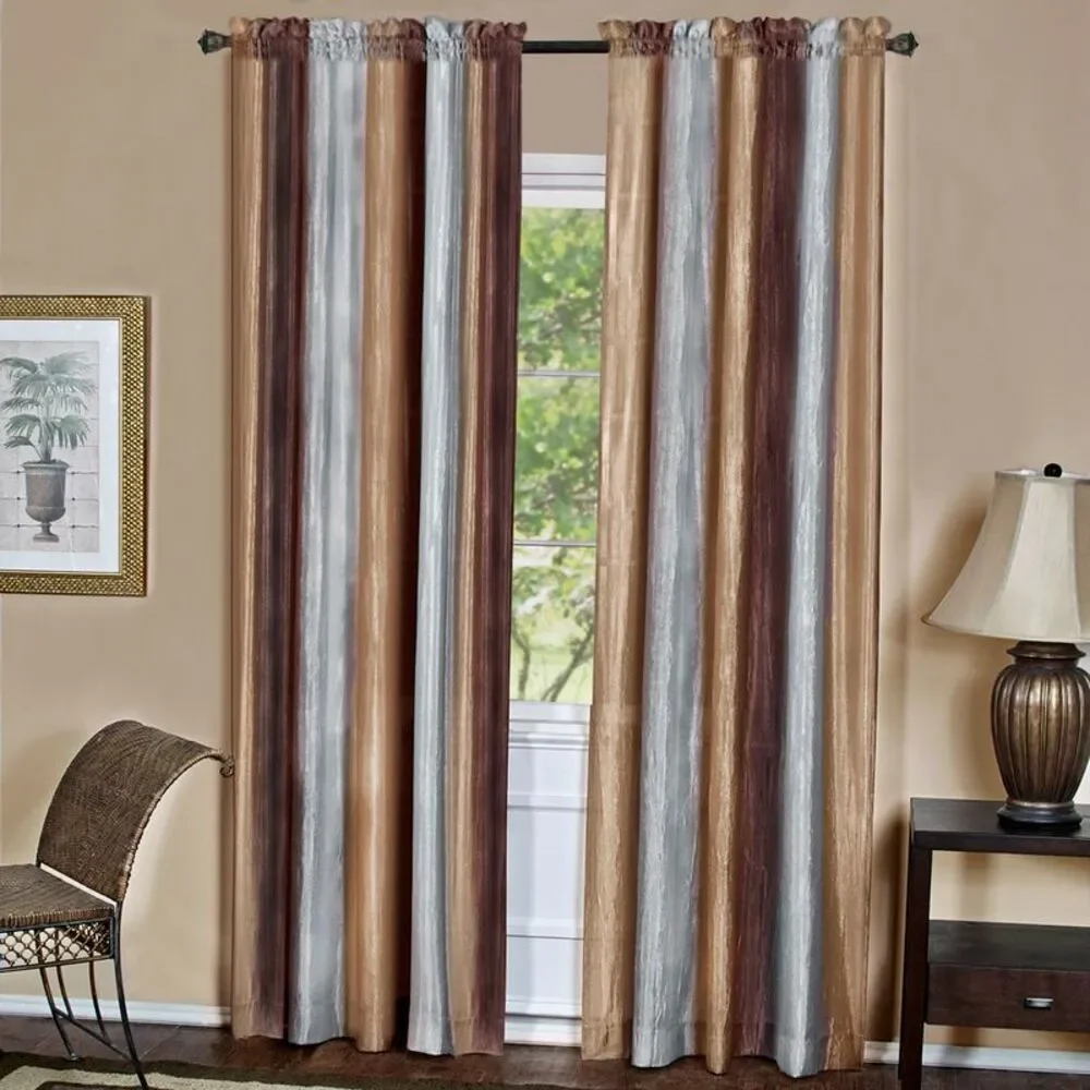 Achim Home Furnishing: Ombre Chocolate Striped Modern Window Curtain Panel : 50